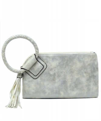 Fashion Cuff Handle Tassel Wristlet Clutch BP204 WHITE
